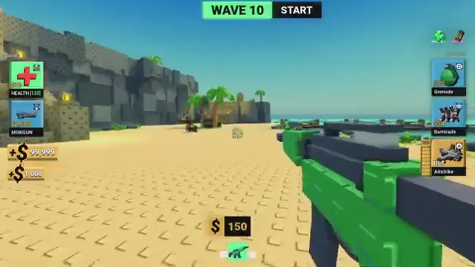 Survive a Million Monkeys Wave 10 beach combat with a minigun