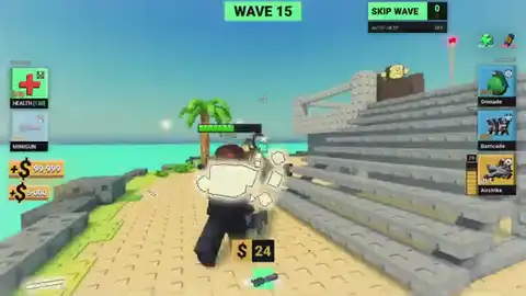 Minigun clearing a monkey pack on the beach